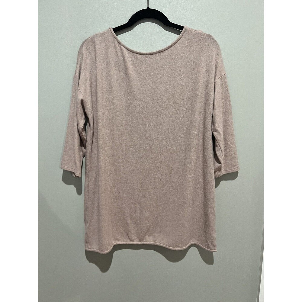Gibson Pink 3/4 length sleeve Top with Open Back (material overlaps) Large